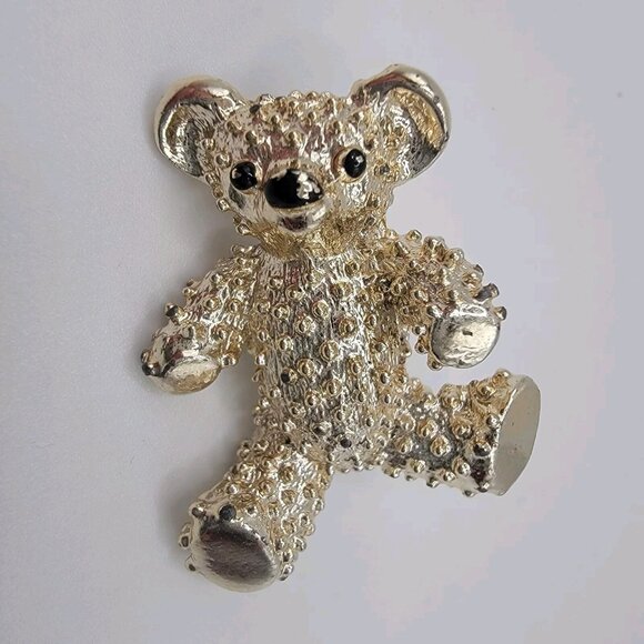 Beautiful‎ Vintage Teddy Bear Koala Bear Pin Brooch Rhinestones - Picture 1 of 2